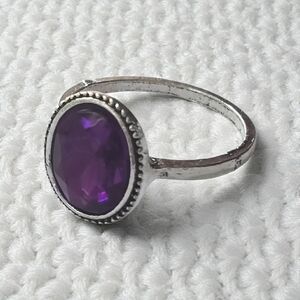 RARE SUGALITE BEZEL SET QUALITY TITANIUM BRAIDED SILVER NEW SIZE 6 RING